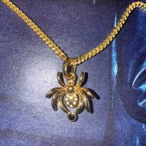 925 Silver Links of London Gold spider pendant necklace charm with Cuban chain